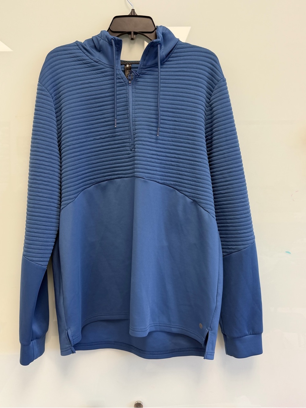 Women’s Blue Quarter-Zip Hooded Pullover Shirt
